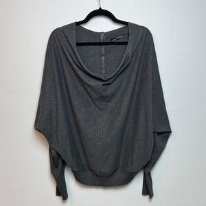 All Saints Gray ELGAR COWL NECK - Snap Back Dolman Sleeve Slouchy Sweater